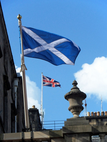 Pictured: The Saint Andrew's Saltire flying along side the Union Jack